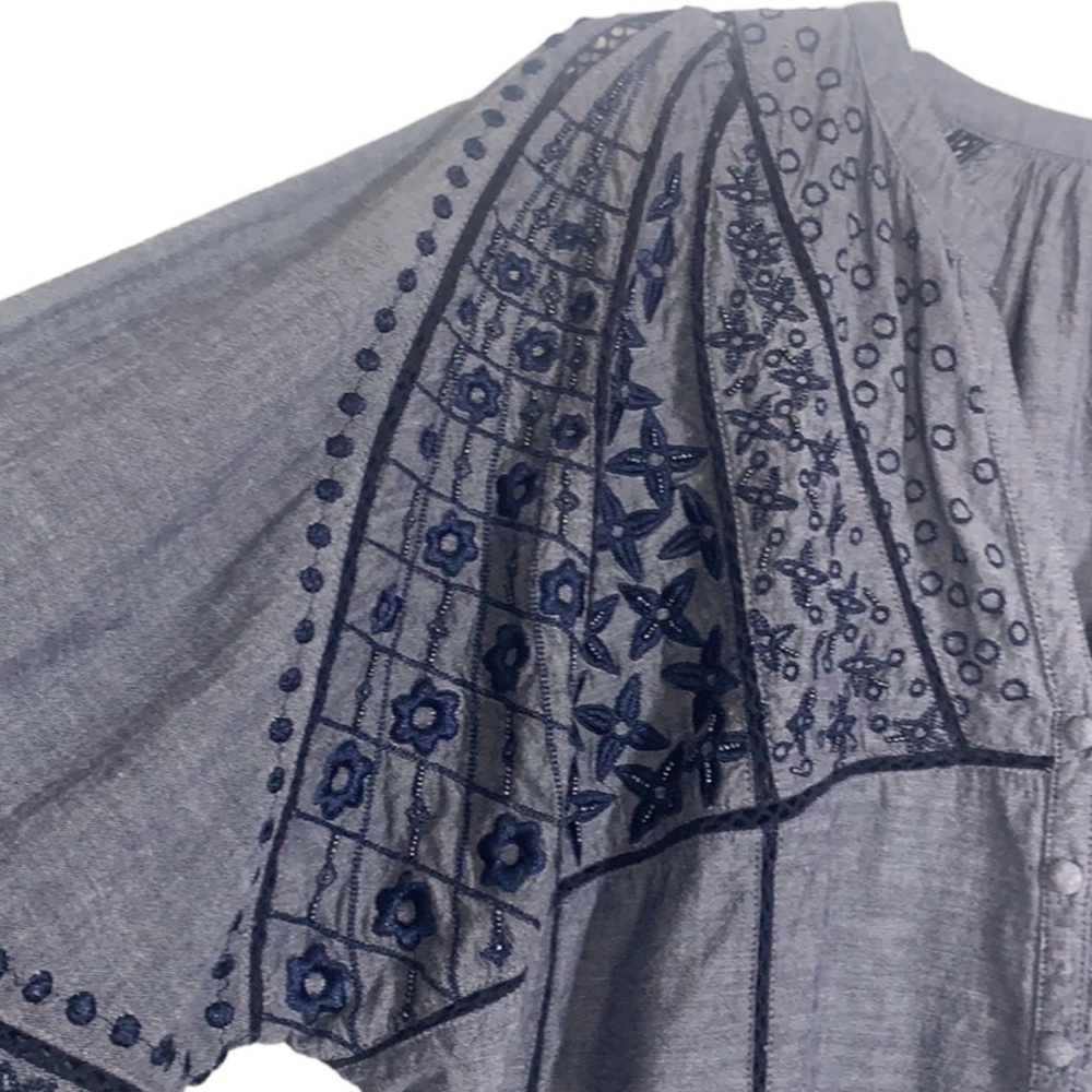 Anthropologie Blue Embroidered Blouse - Picture 8 of 12